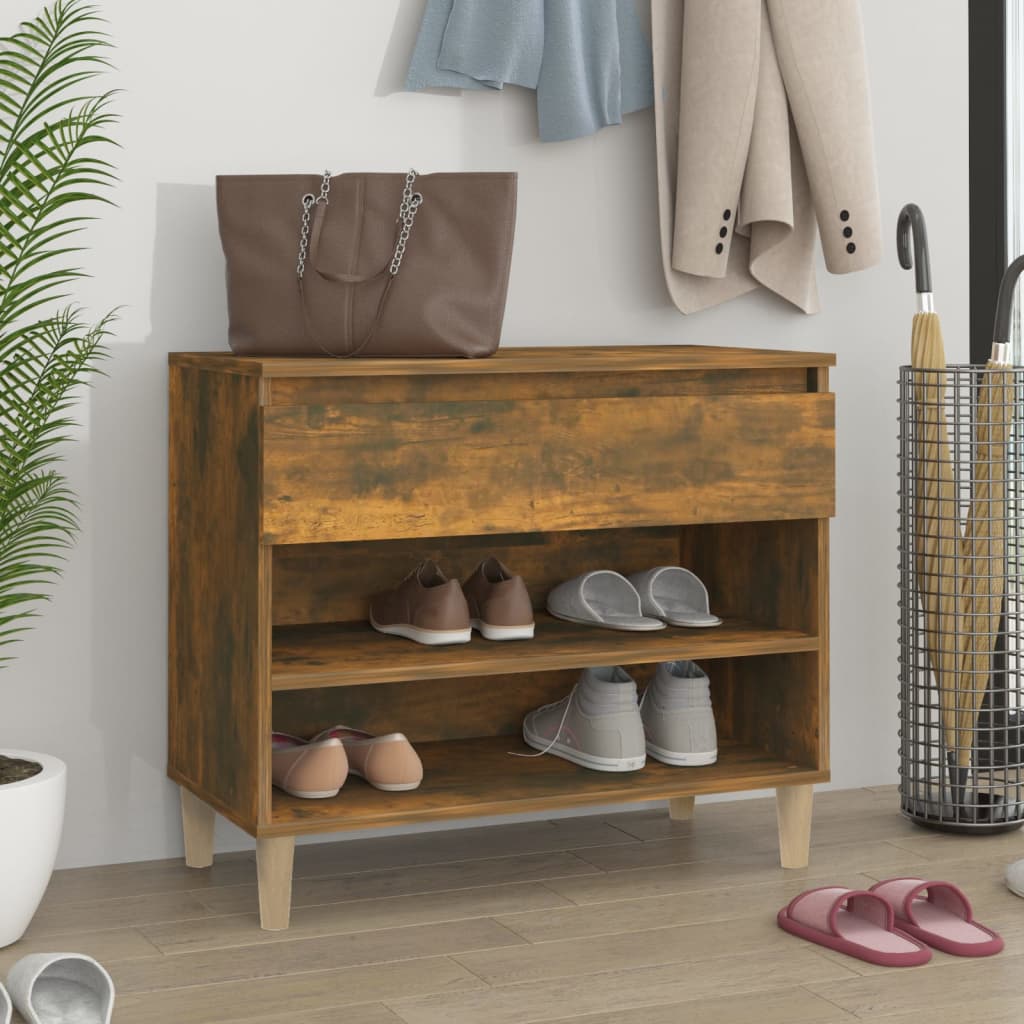 Schuhregal 70X36X60 Cm Holzwerkstoff Räuchereiche
