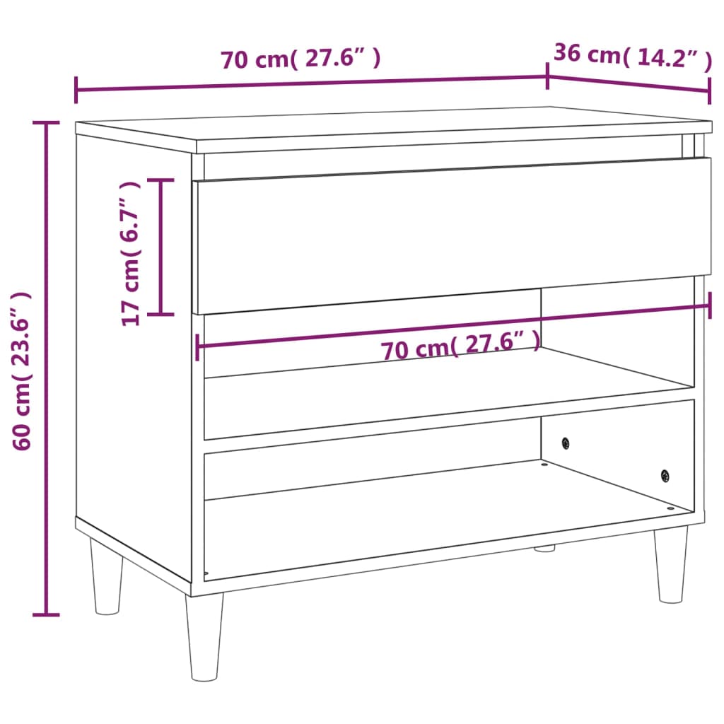Schuhregal 70X36X60 Cm Holzwerkstoff Grau Sonoma