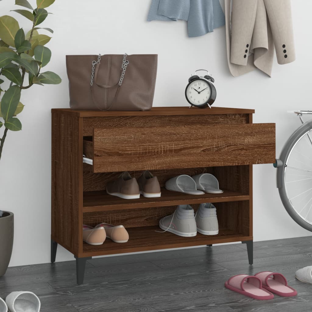 Schuhregal 70X36X60 Cm Holzwerkstoff Räuchereiche
