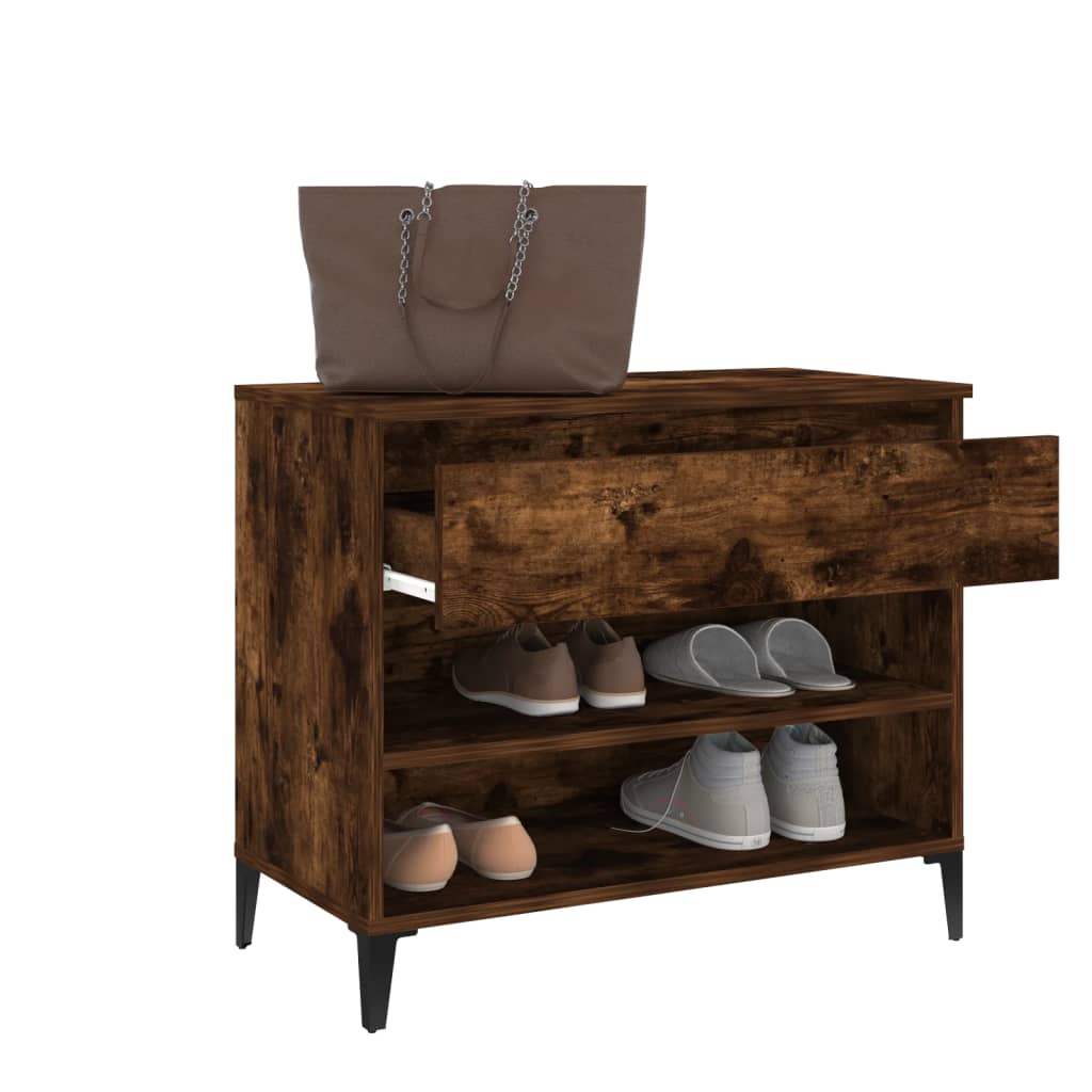 Schuhregal 70X36X60 Cm Holzwerkstoff Räuchereiche