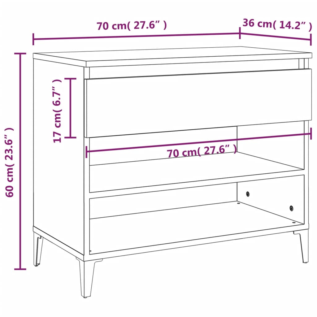 Schuhregal 70X36X60 Cm Holzwerkstoff Räuchereiche