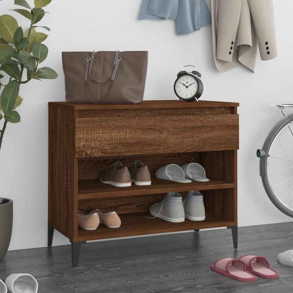 Schuhregal 70X36X60 Cm Holzwerkstoff Räuchereiche