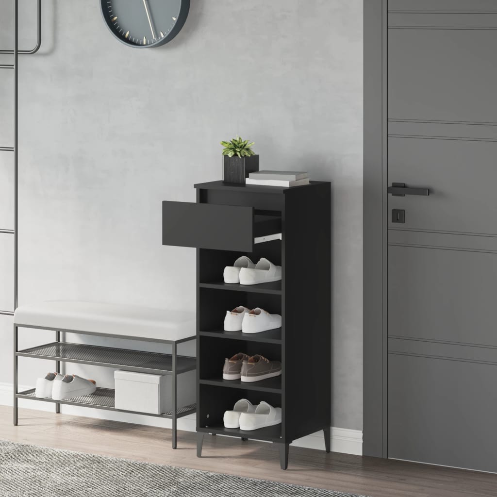 Schuhregal 40X36X105 Cm Holzwerkstoff Schwarz