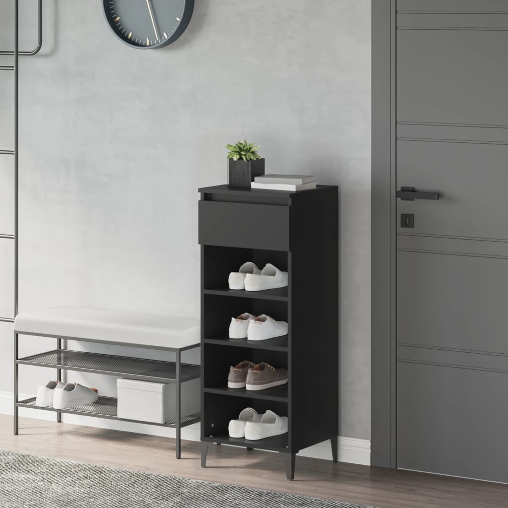 Schuhregal 40X36X105 Cm Holzwerkstoff Schwarz