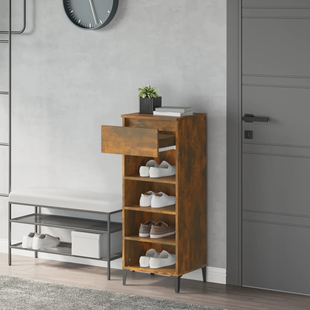 Schuhregal 40X36X105 Cm Holzwerkstoff Räuchereiche