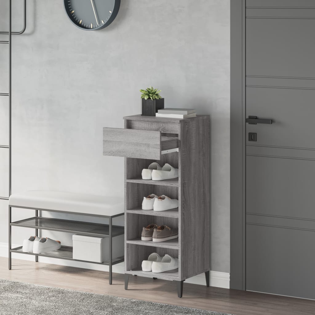 Schuhregal 40X36X105 Cm Holzwerkstoff Grau Sonoma