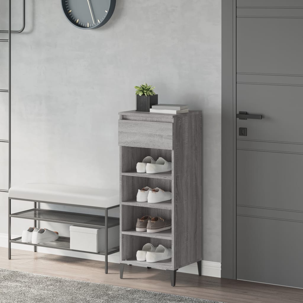 Schuhregal 40X36X105 Cm Holzwerkstoff Grau Sonoma