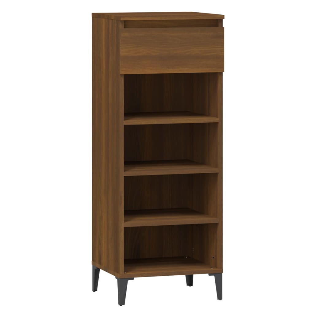Schuhregal Braun Eichen-Optik 40X36X105 Cm Holzwerkstoff Braune Eiche