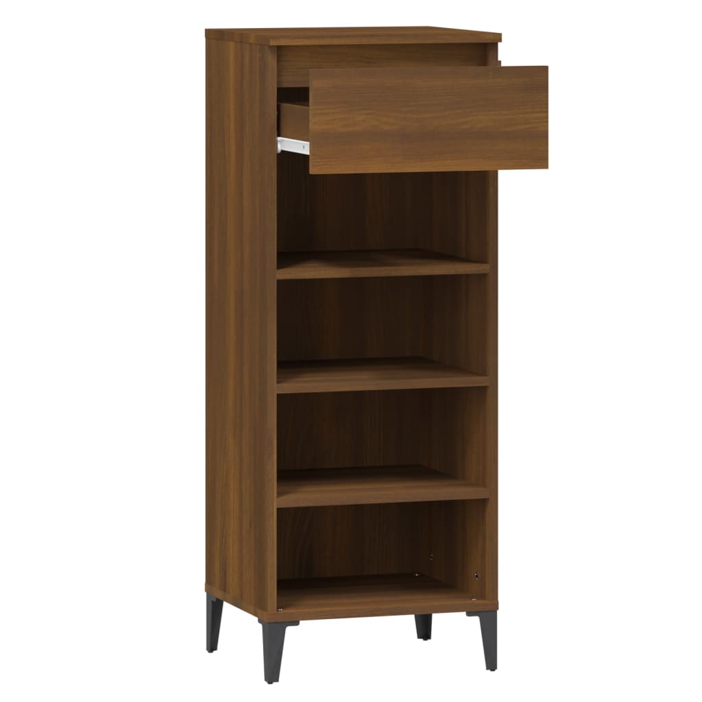 Schuhregal Braun Eichen-Optik 40X36X105 Cm Holzwerkstoff Braune Eiche