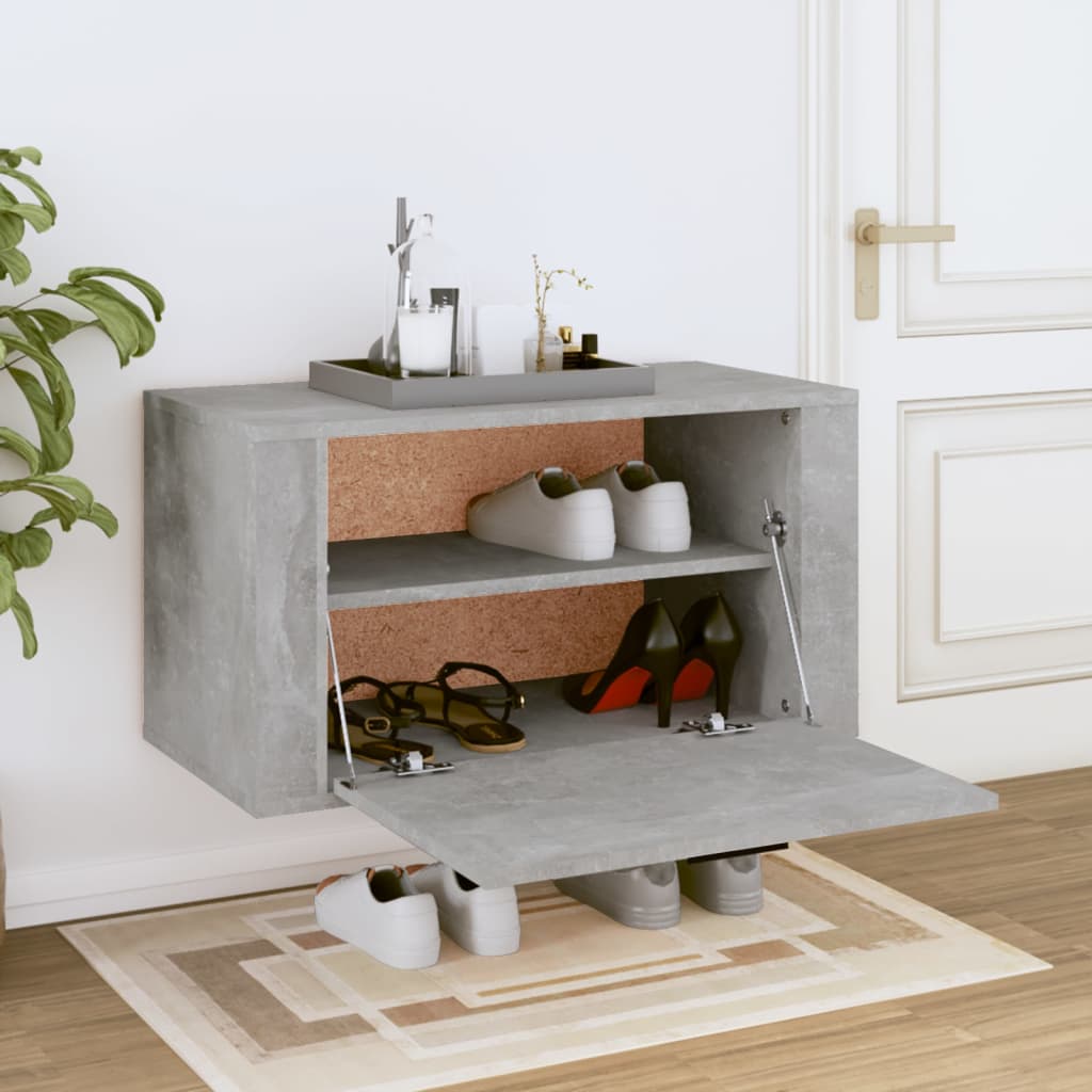 Wand-Schuhschrank 70X35X38 Cm Holzwerkstoff Betongrau