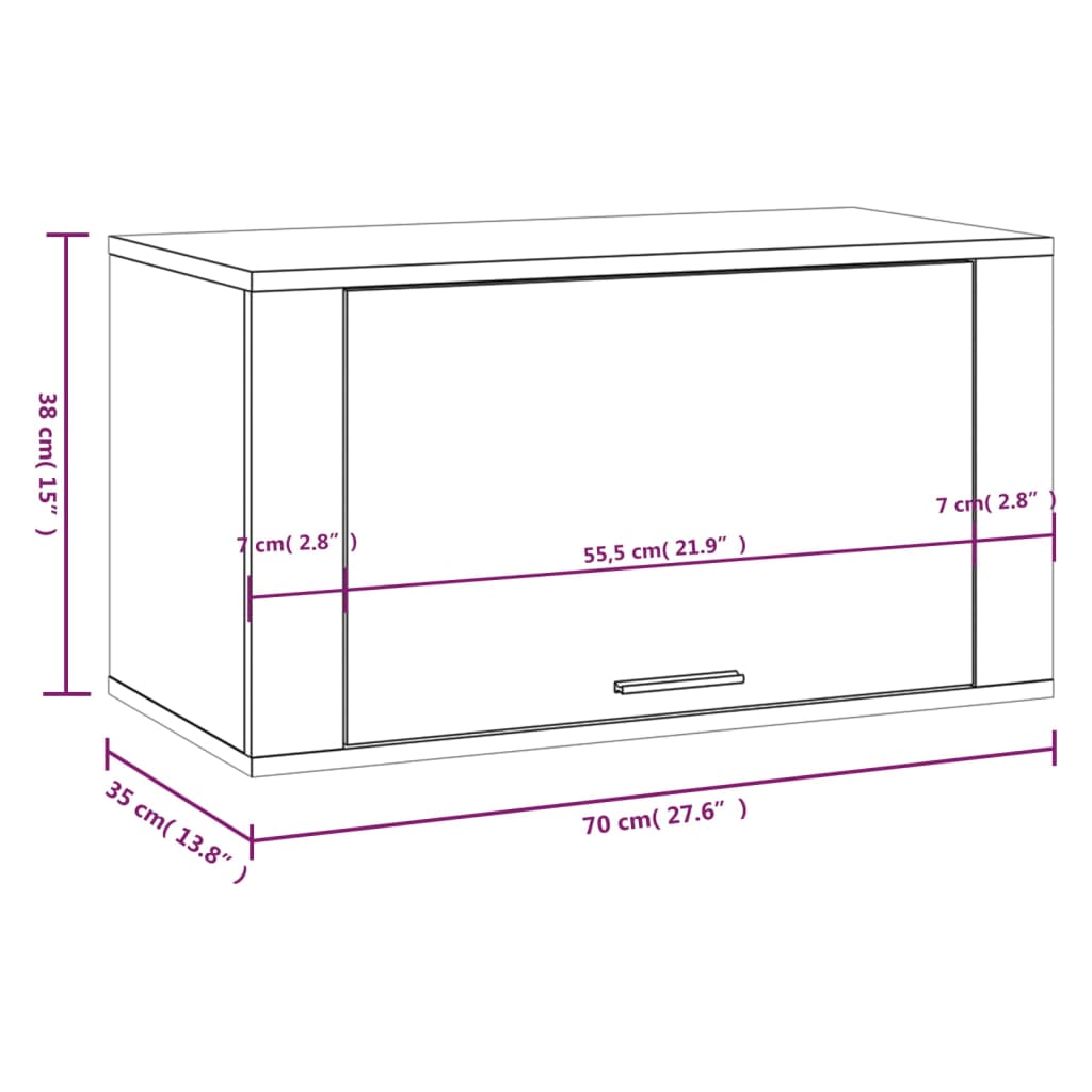 Wand-Schuhschrank 70X35X38 Cm Holzwerkstoff Betongrau