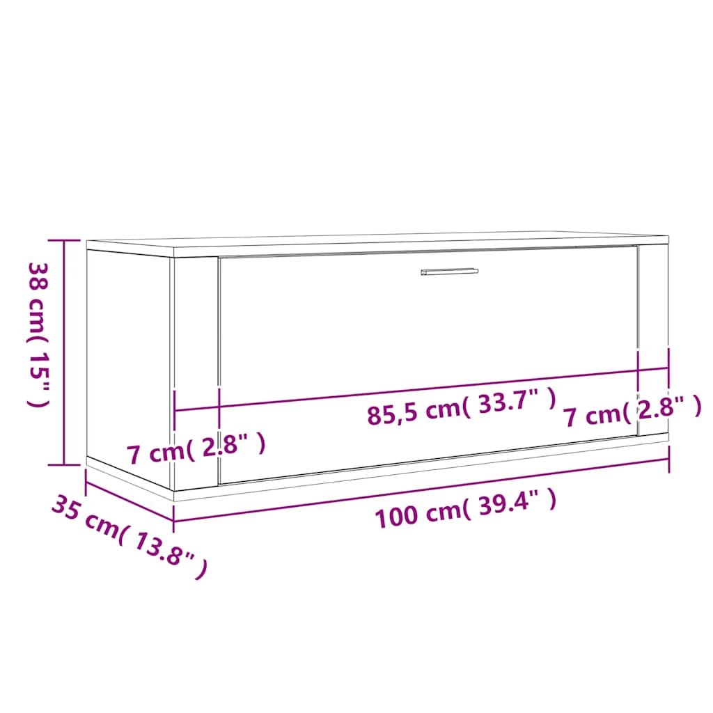 Wand-Schuhschrank 100X35X38 Cm Holzwerkstoff Betongrau