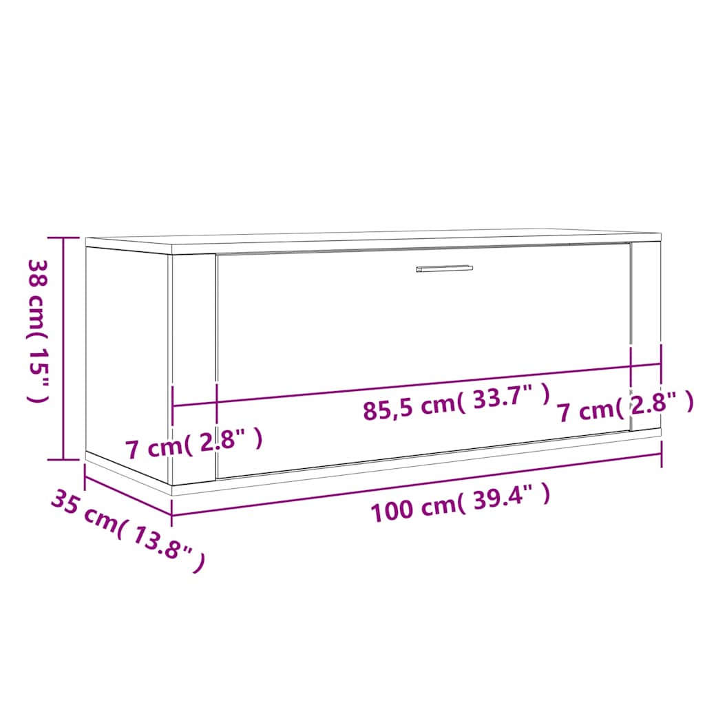 Wand-Schuhschrank 100X35X38 Cm Holzwerkstoff Räuchereiche