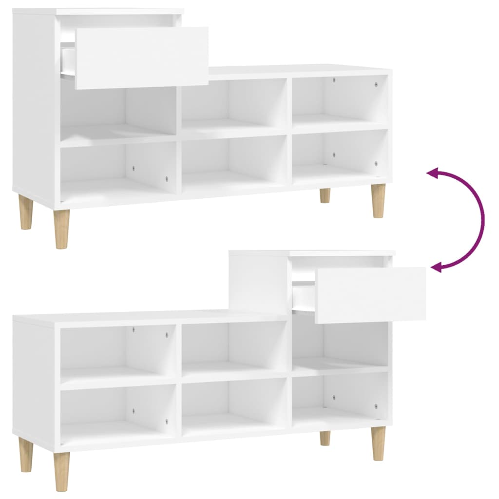 Schuhregal 102X36X60 Cm Holzwerkstoff Weiß