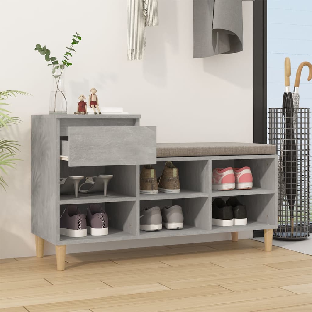 Schuhregal 102X36X60 Cm Holzwerkstoff Betongrau
