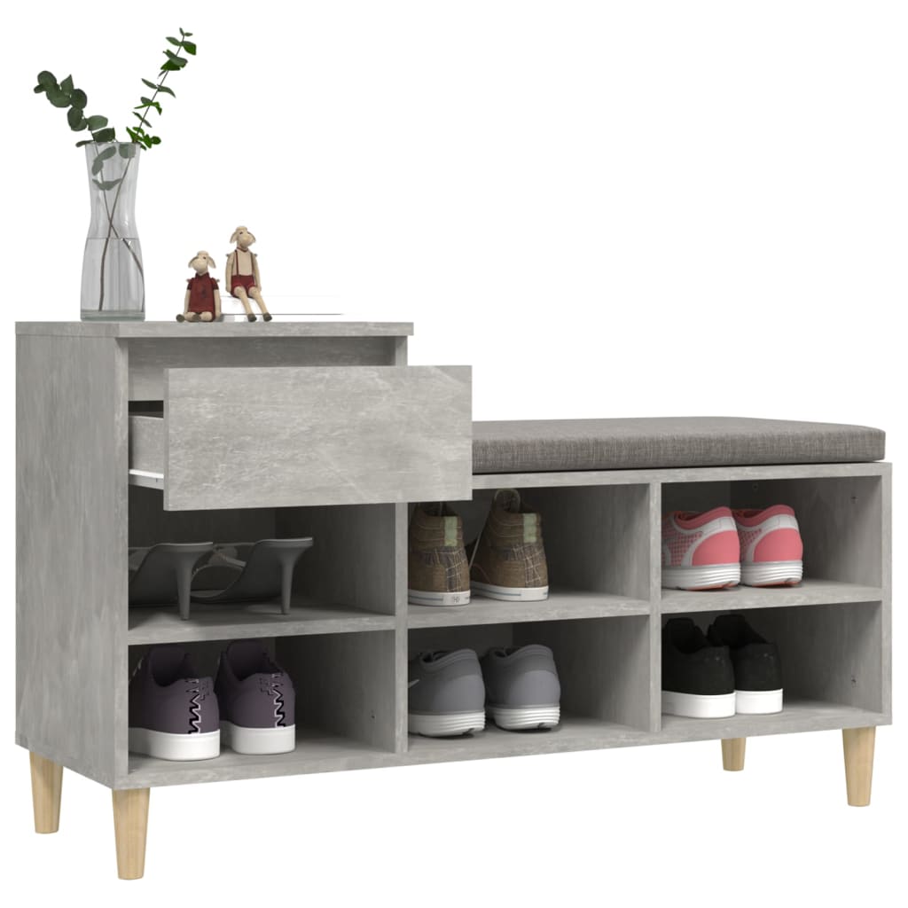 Schuhregal 102X36X60 Cm Holzwerkstoff Betongrau
