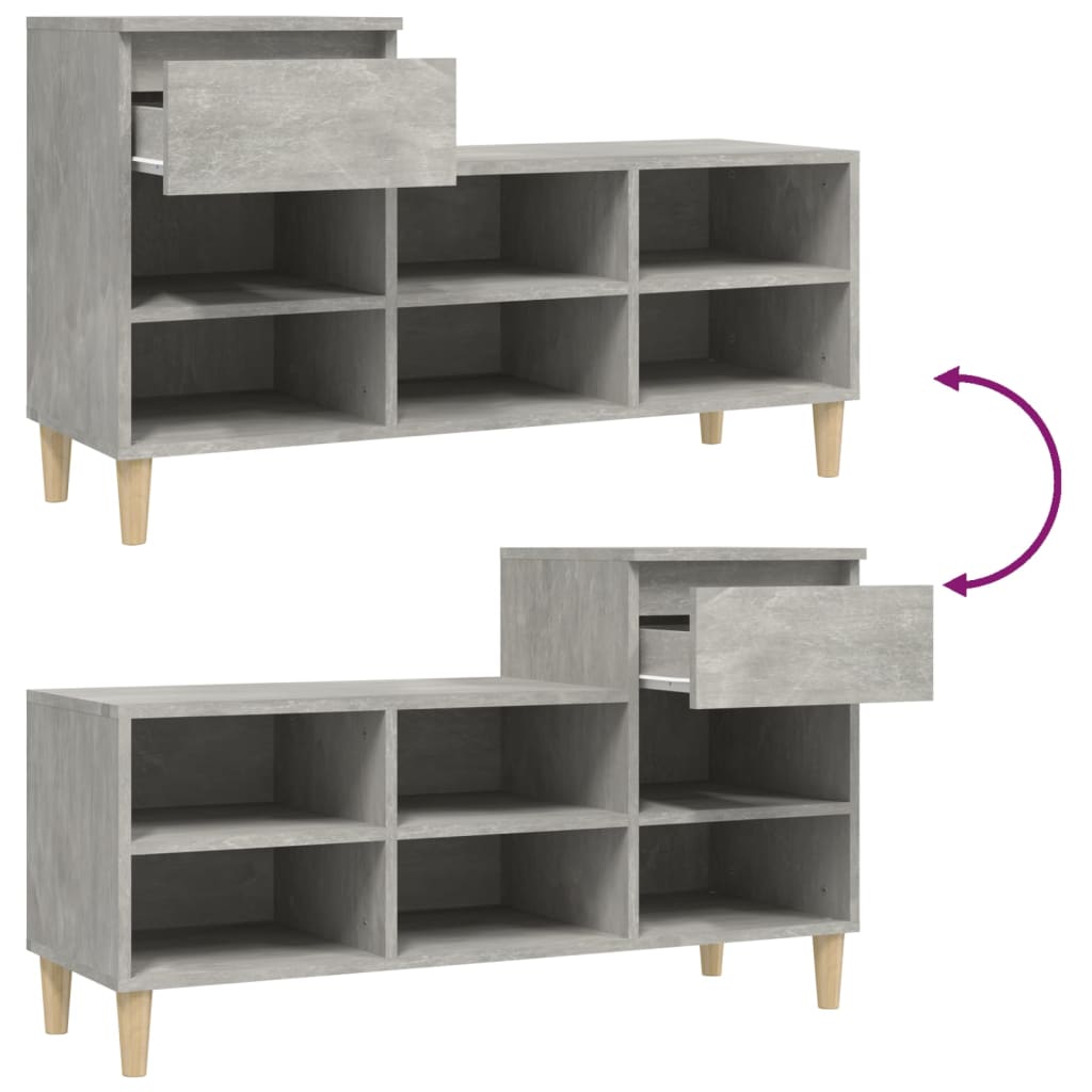 Schuhregal 102X36X60 Cm Holzwerkstoff Betongrau