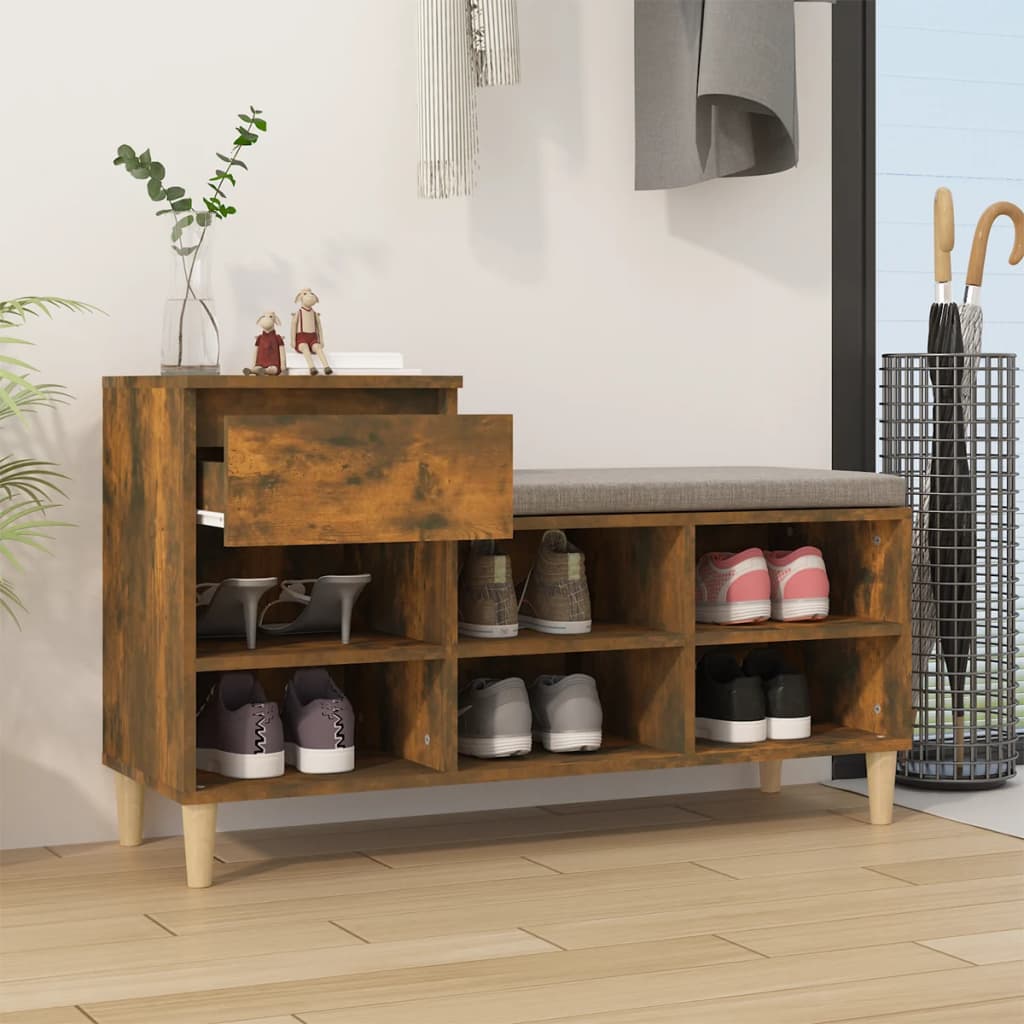 Schuhregal 102X36X60 Cm Holzwerkstoff Räuchereiche