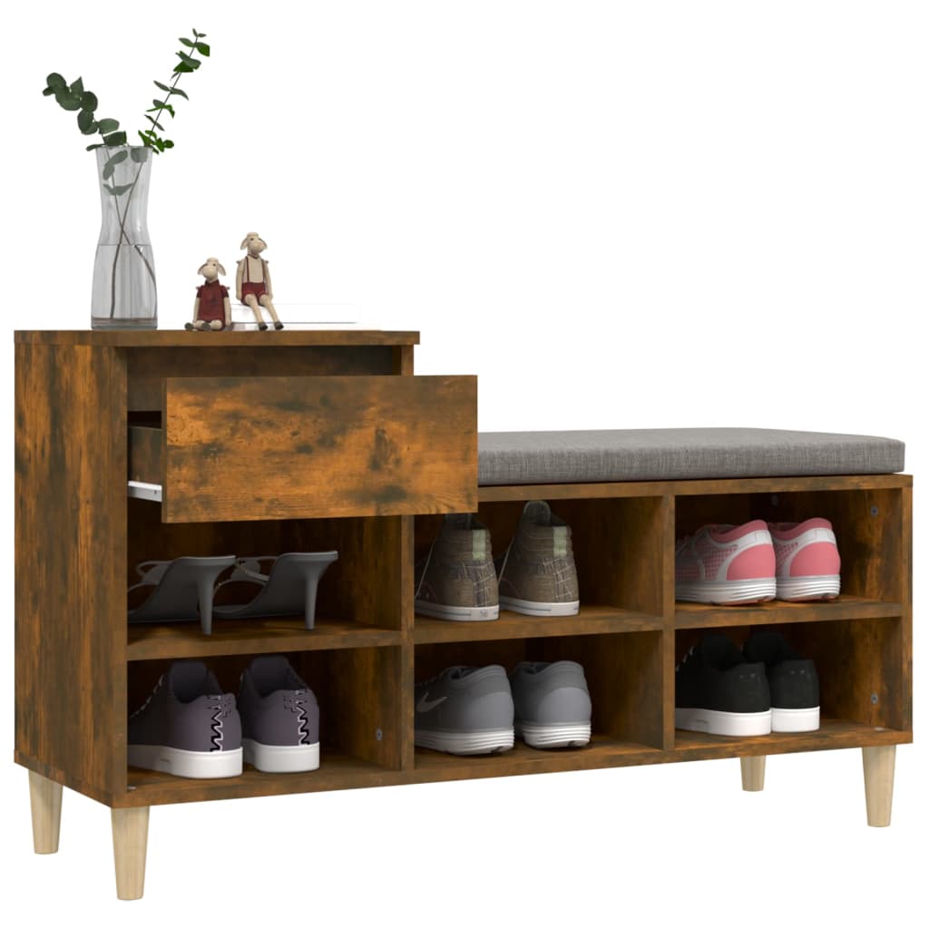 Schuhregal 102X36X60 Cm Holzwerkstoff Räuchereiche