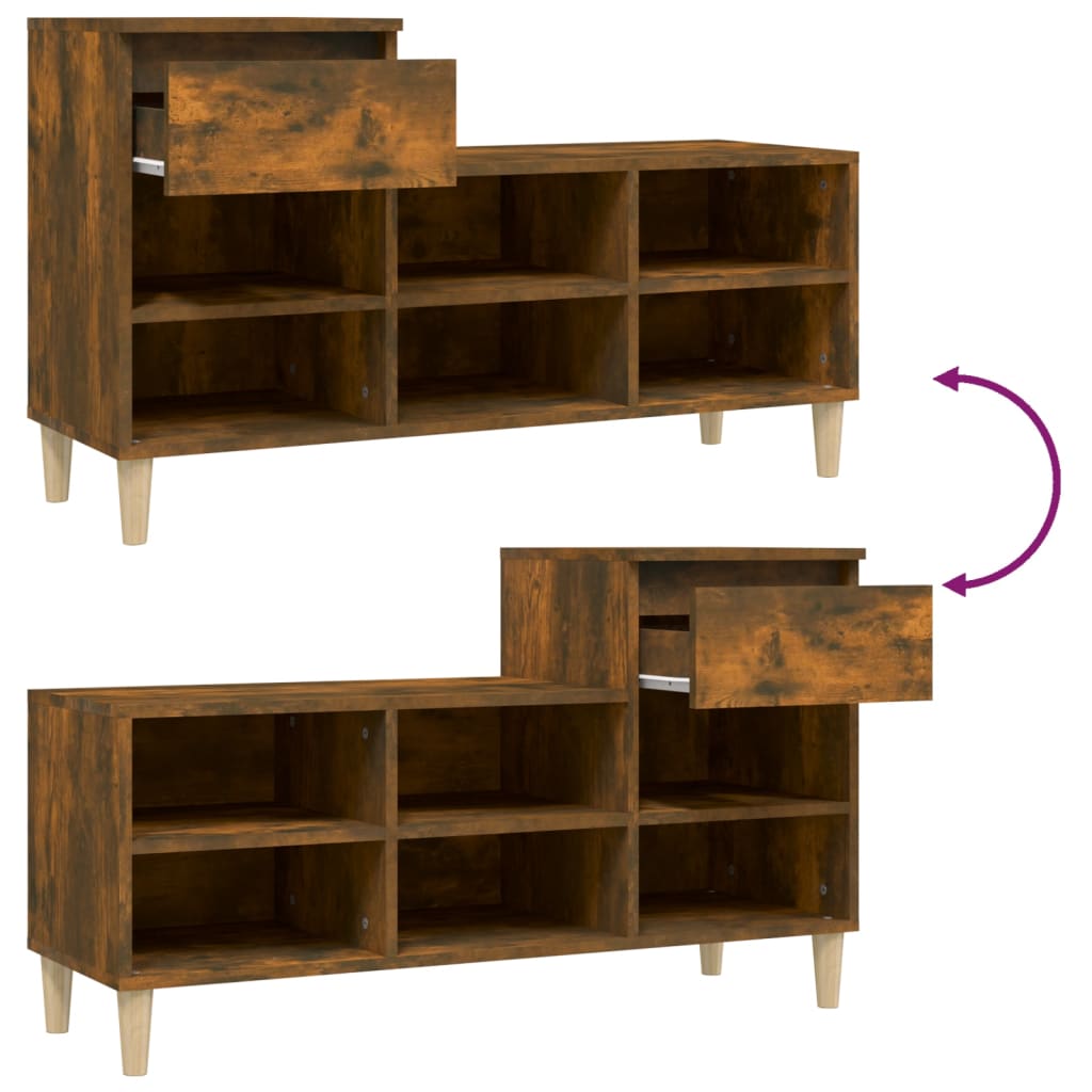 Schuhregal 102X36X60 Cm Holzwerkstoff Räuchereiche