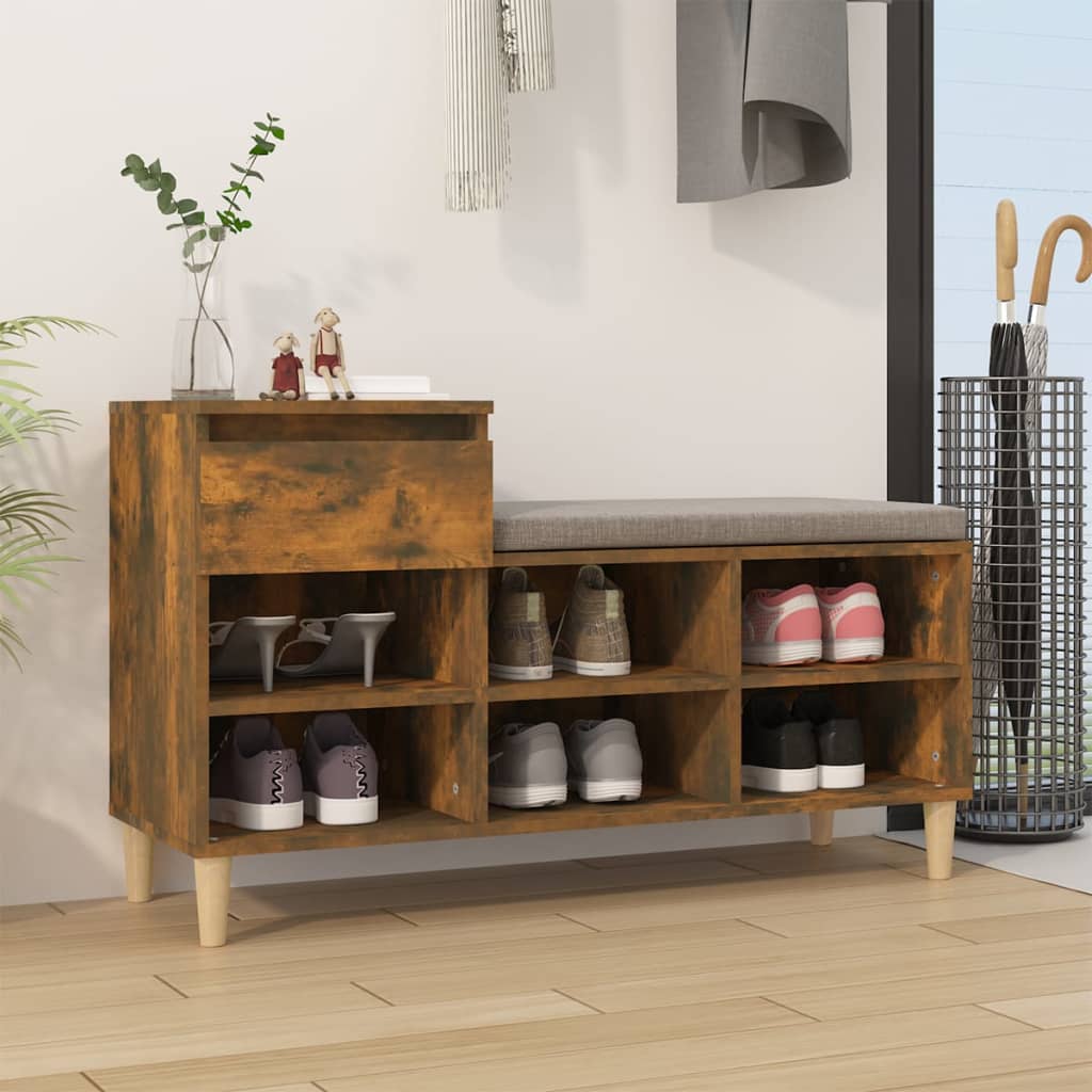 Schuhregal 102X36X60 Cm Holzwerkstoff Räuchereiche