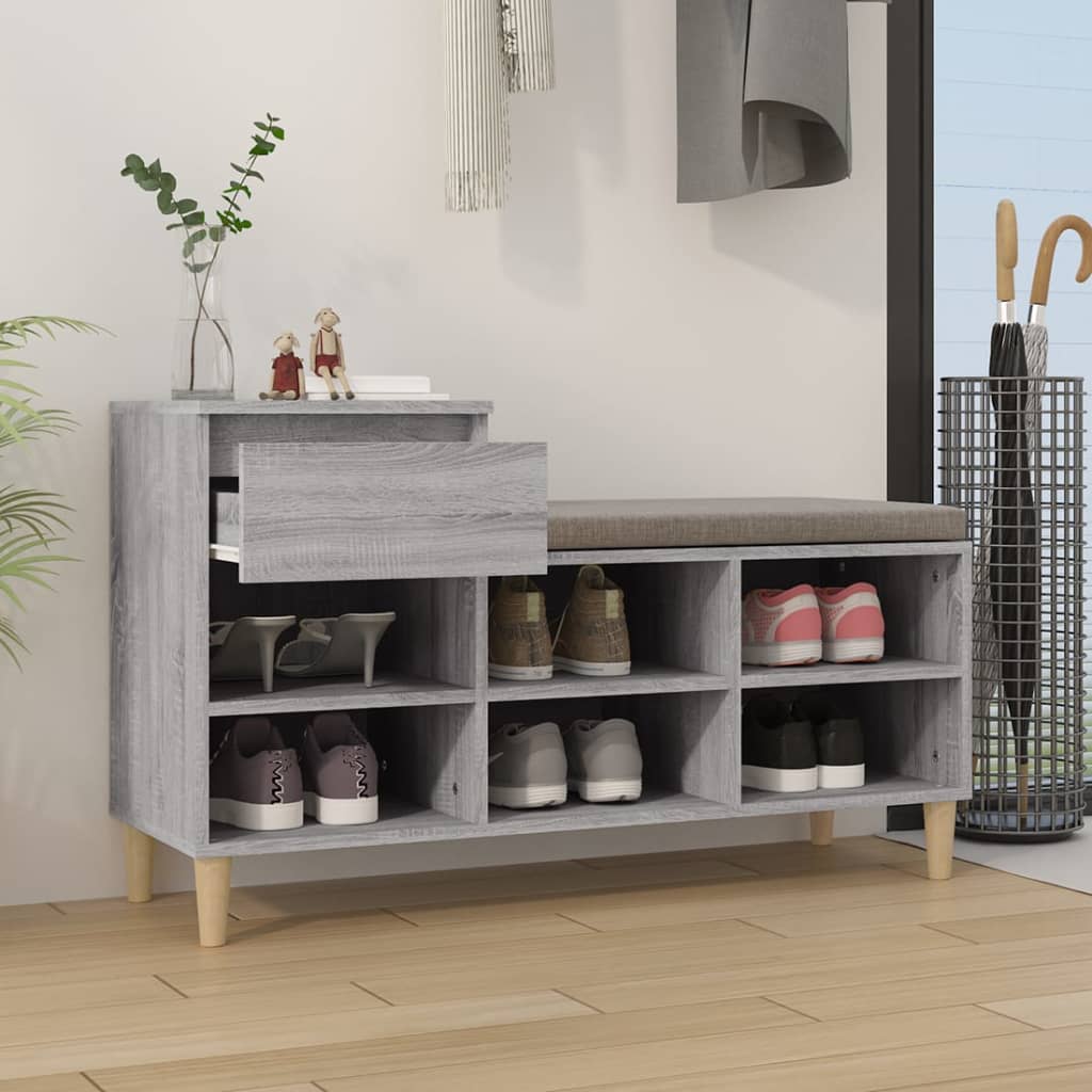 Schuhregal 102X36X60 Cm Holzwerkstoff Grau Sonoma