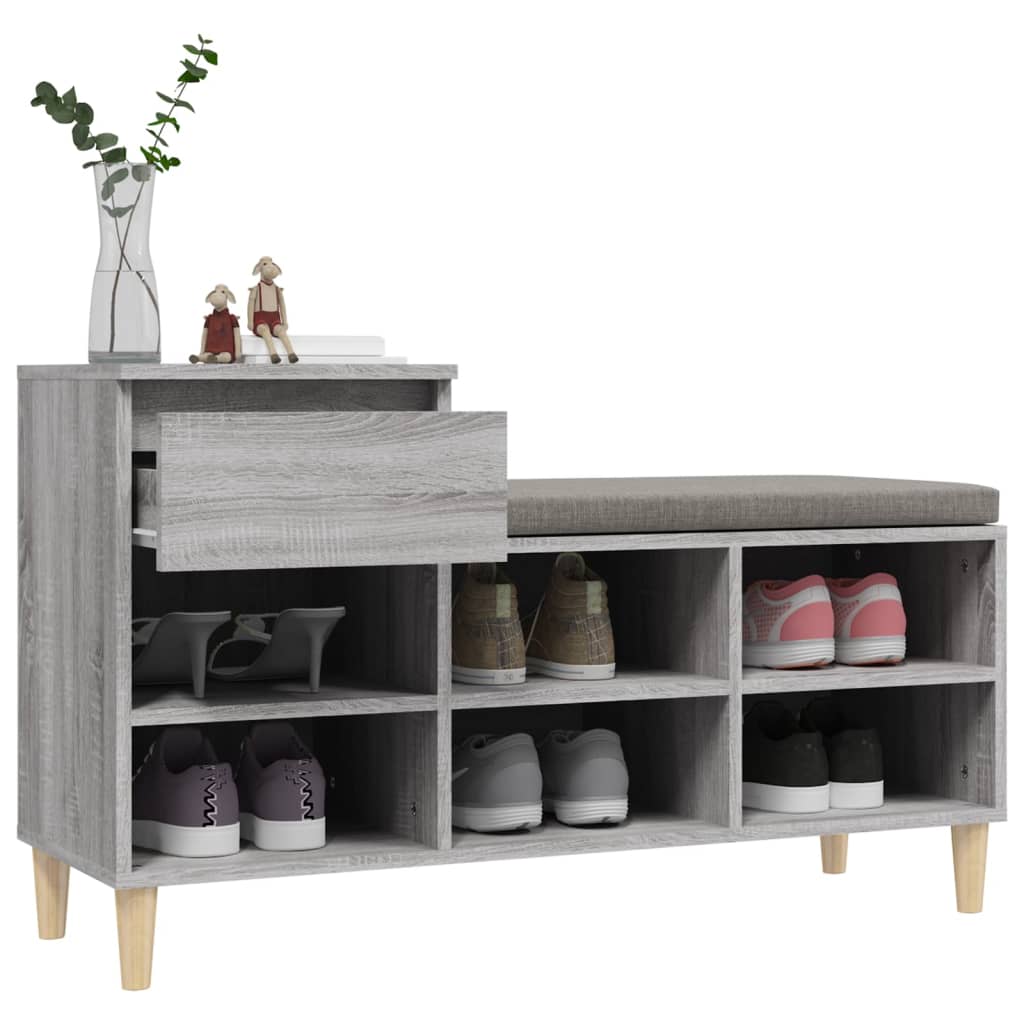 Schuhregal 102X36X60 Cm Holzwerkstoff Grau Sonoma