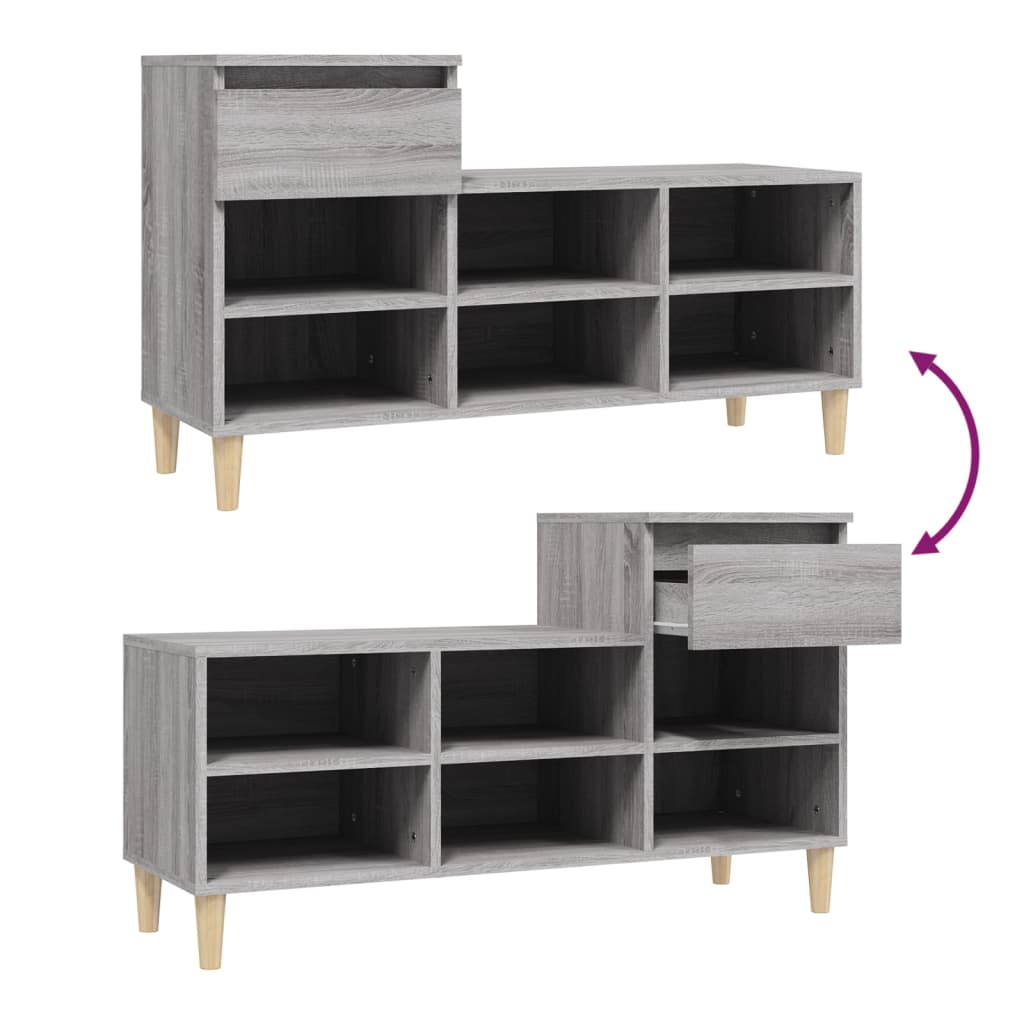 Schuhregal 102X36X60 Cm Holzwerkstoff Grau Sonoma
