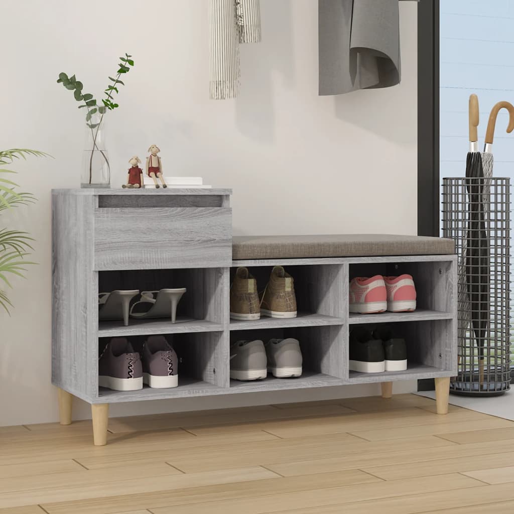 Schuhregal 102X36X60 Cm Holzwerkstoff Grau Sonoma