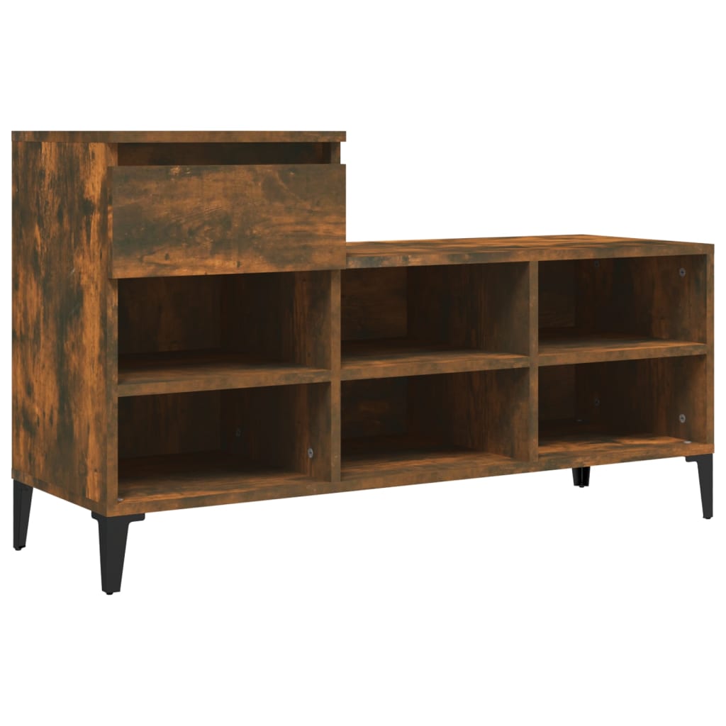 Schuhregal 102X36X60 Cm Holzwerkstoff Räuchereiche