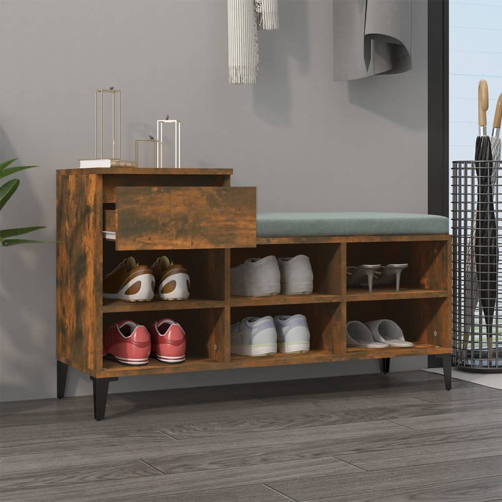 Schuhregal 102X36X60 Cm Holzwerkstoff Räuchereiche