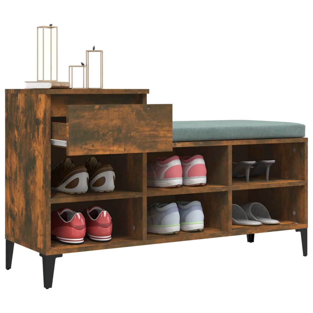 Schuhregal 102X36X60 Cm Holzwerkstoff Räuchereiche