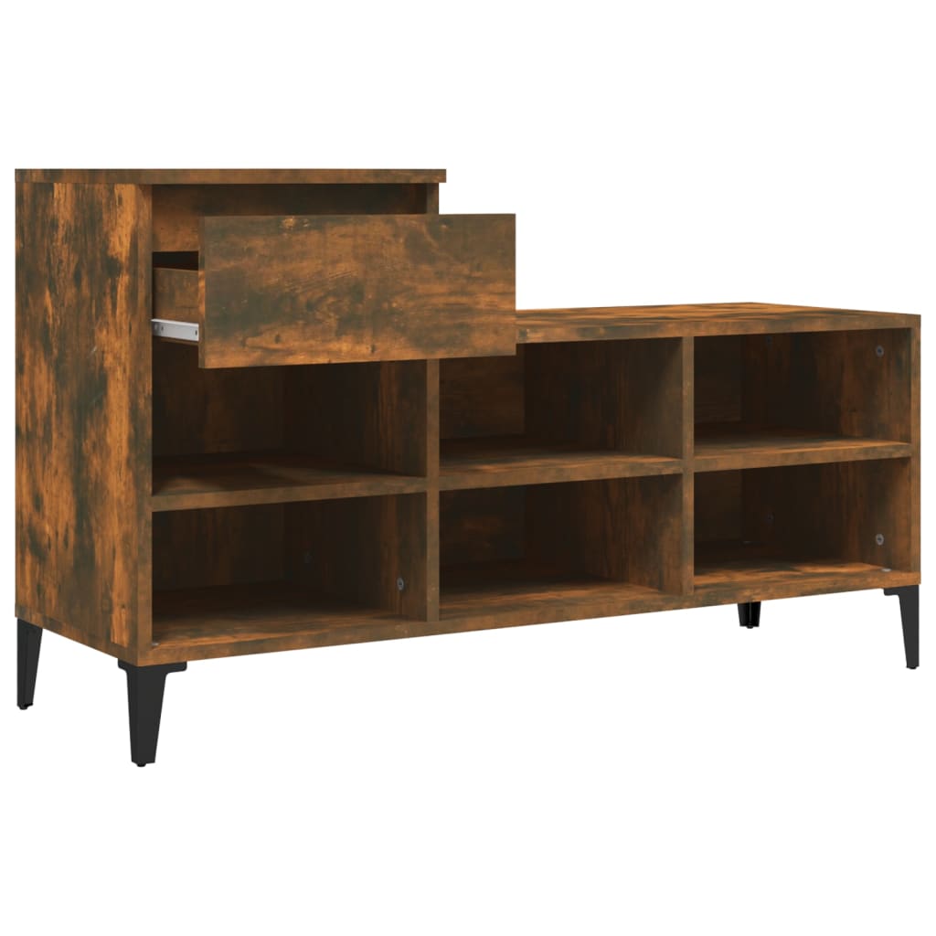 Schuhregal 102X36X60 Cm Holzwerkstoff Räuchereiche