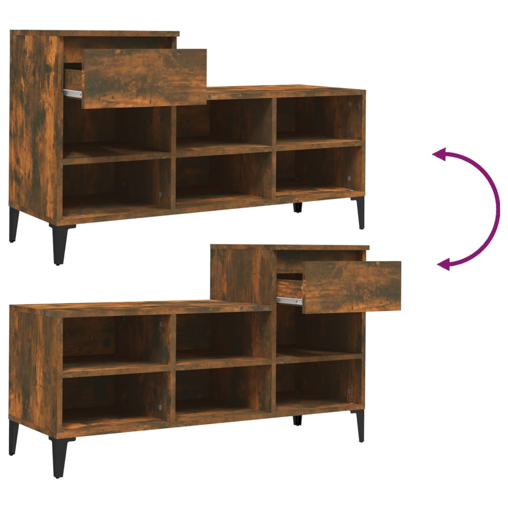 Schuhregal 102X36X60 Cm Holzwerkstoff Räuchereiche