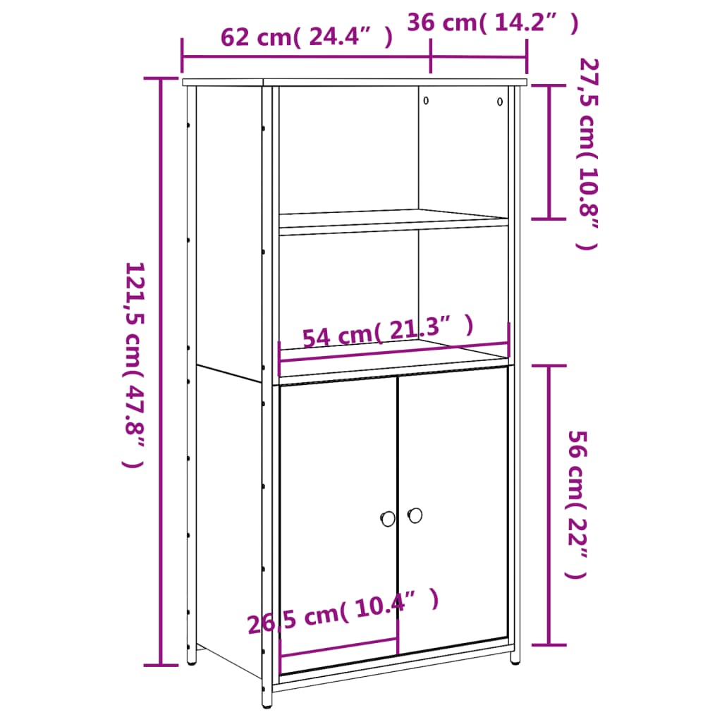 Highboard 62X36X121,5 Cm Holzwerkstoff