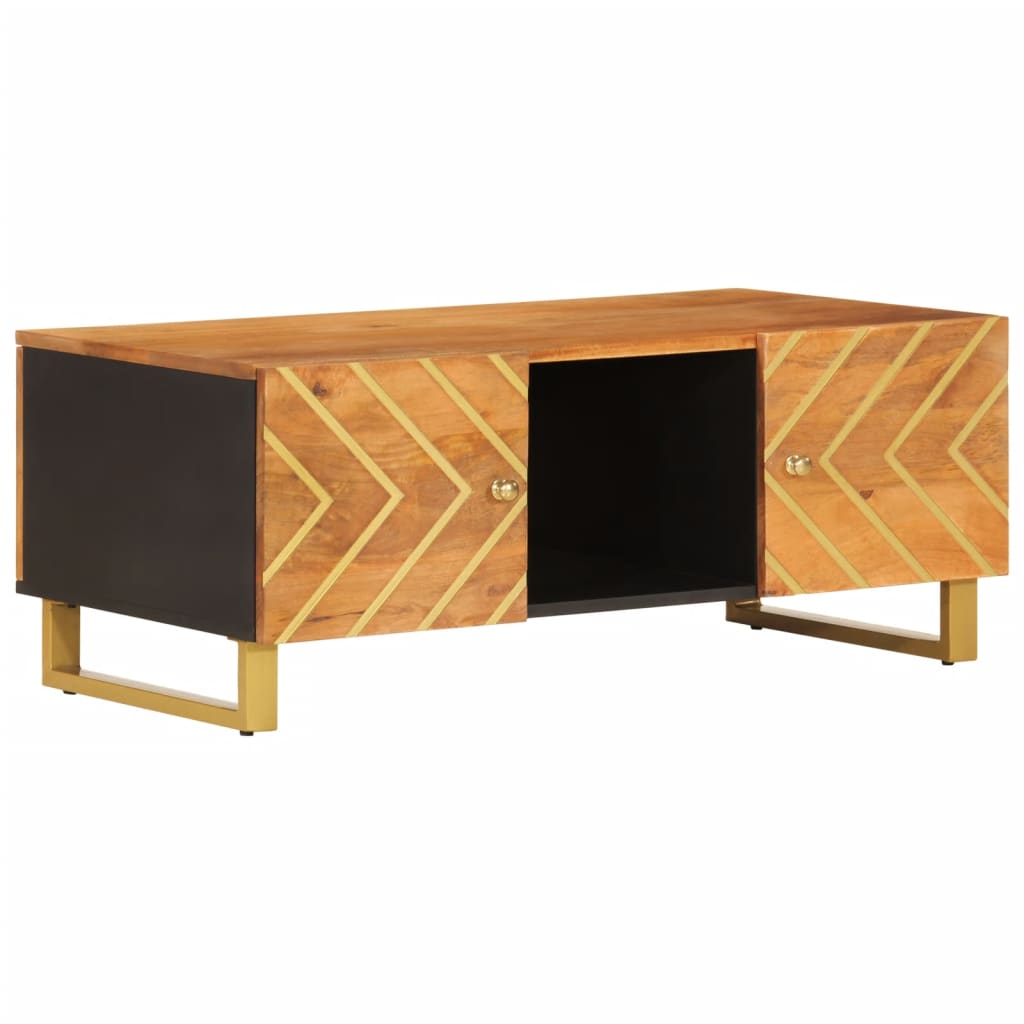 Couchtisch Braun Und Schwarz 100X54X40 Cm Massivholz Mango