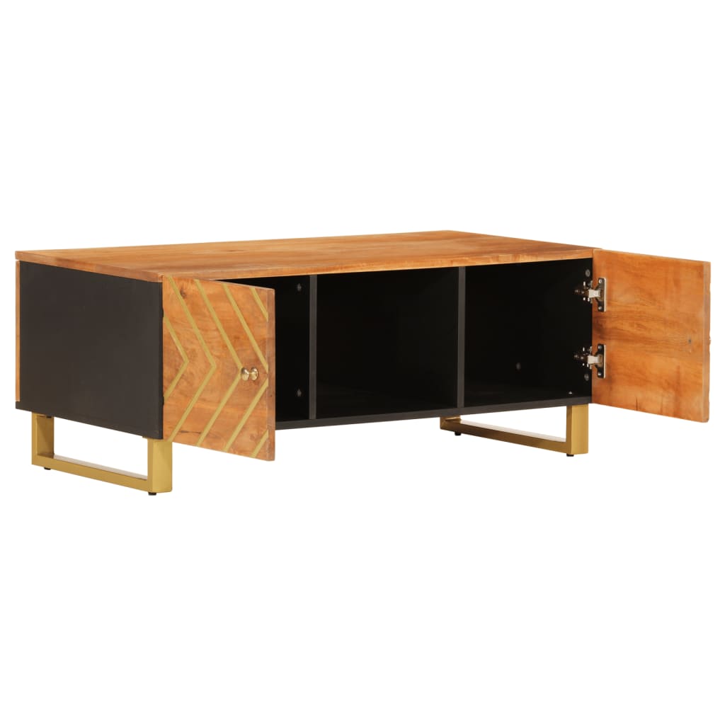Couchtisch Braun Und Schwarz 100X54X40 Cm Massivholz Mango