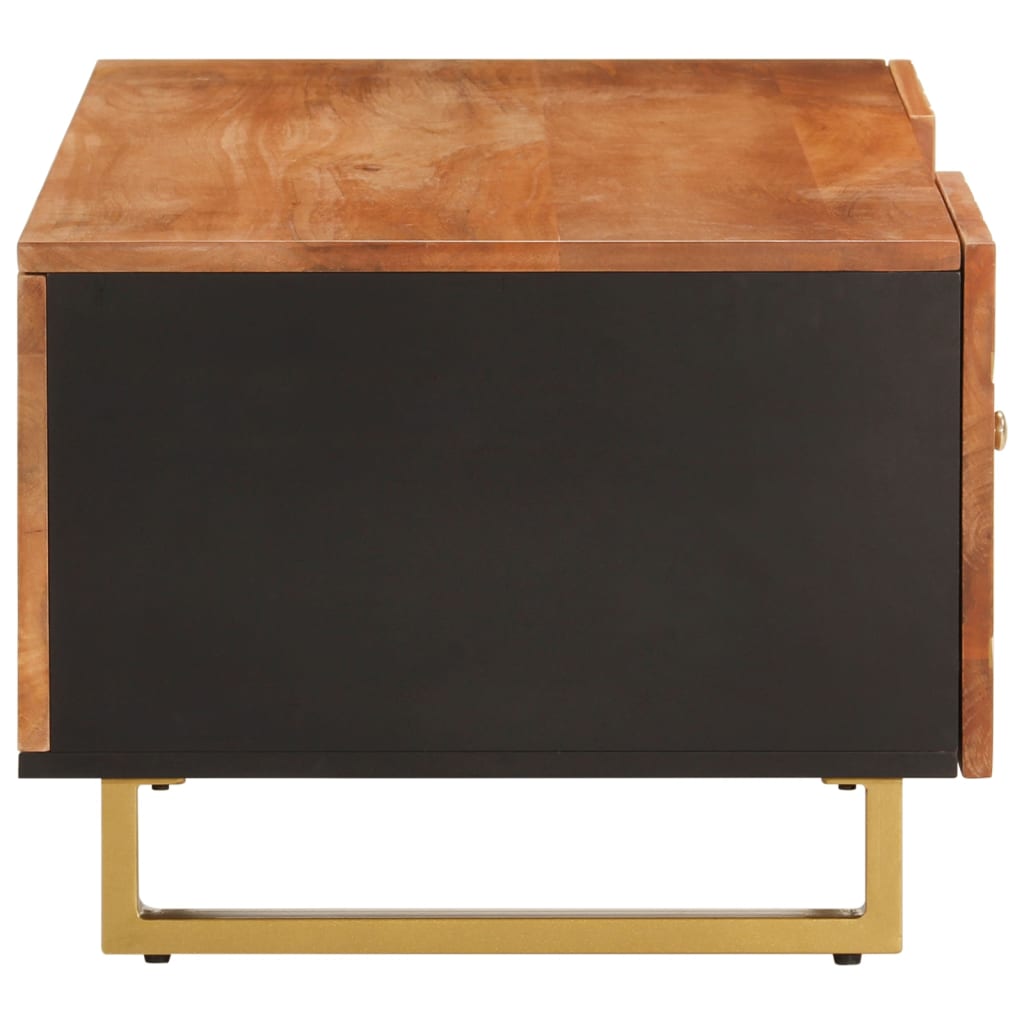 Couchtisch Braun Und Schwarz 100X54X40 Cm Massivholz Mango