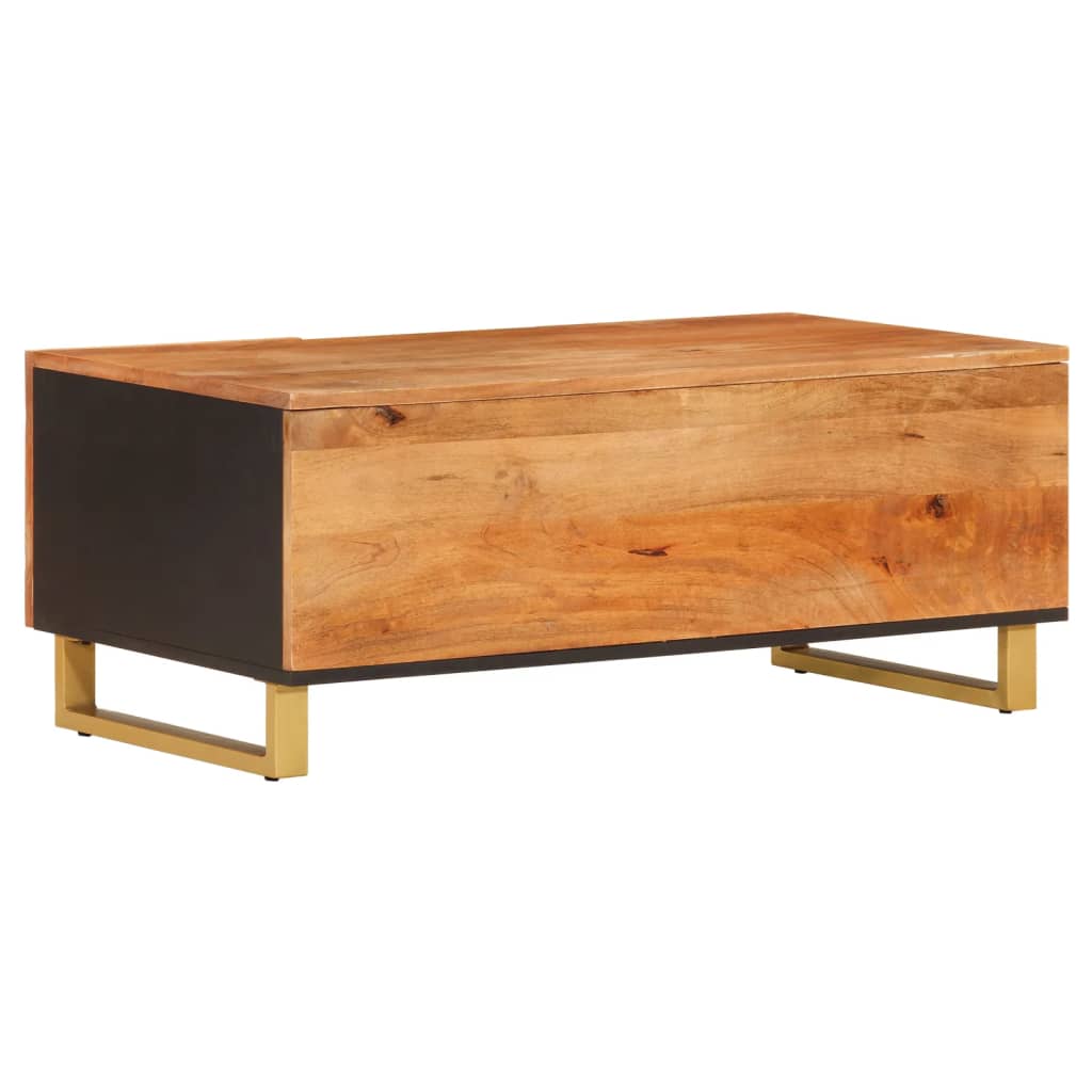 Couchtisch Braun Und Schwarz 100X54X40 Cm Massivholz Mango