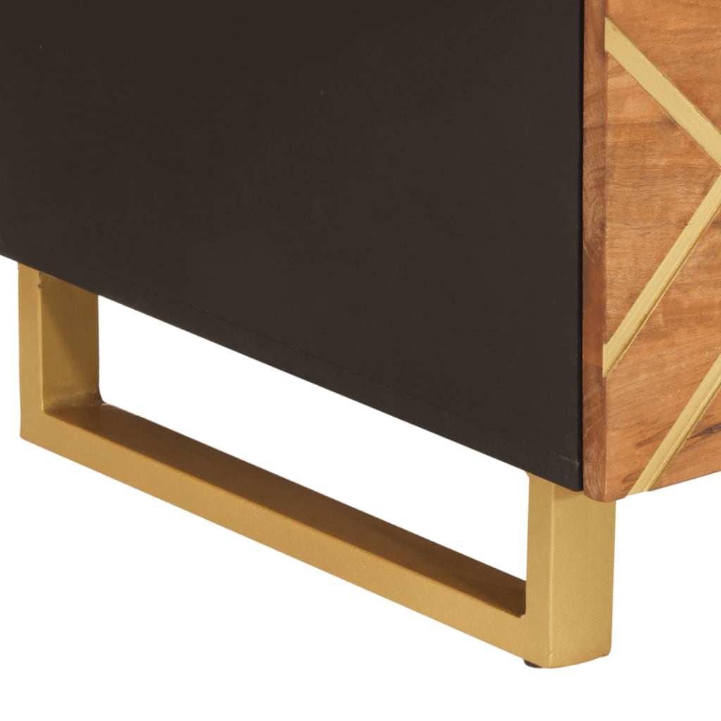 Couchtisch Braun Und Schwarz 100X54X40 Cm Massivholz Mango