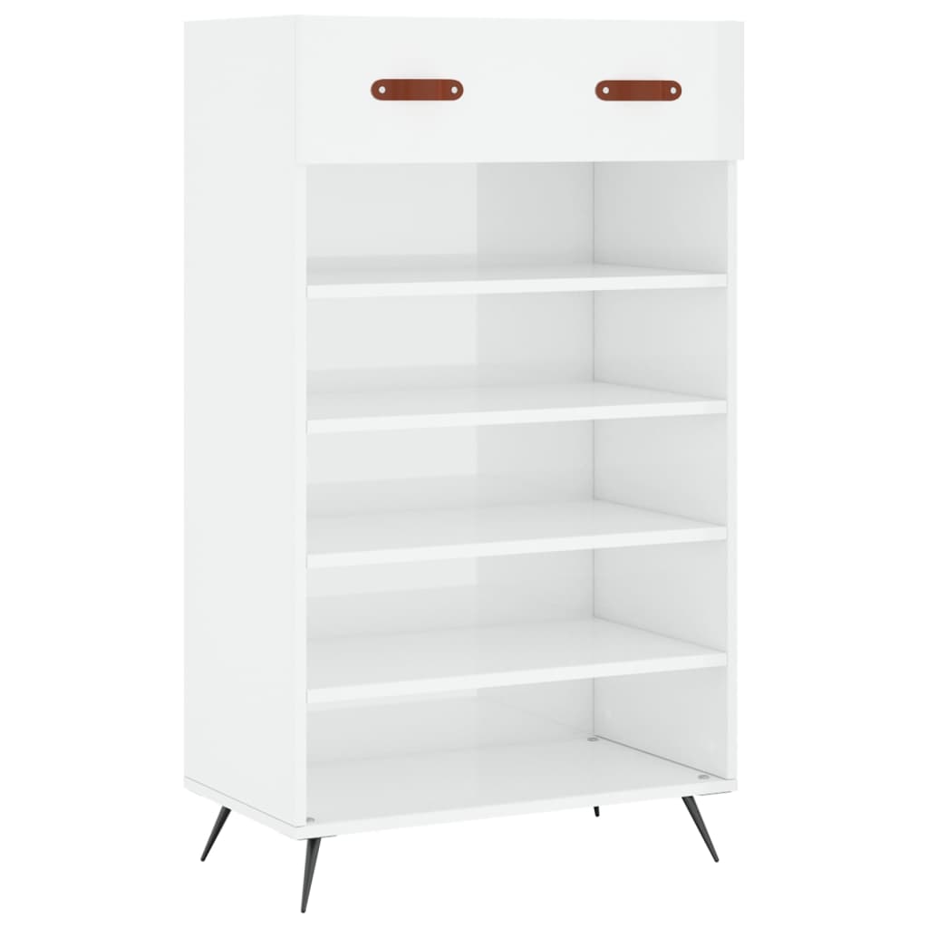 Schuhschrank 60X35X105 Cm Holzwerkstoff Hochglanz-Weiß
