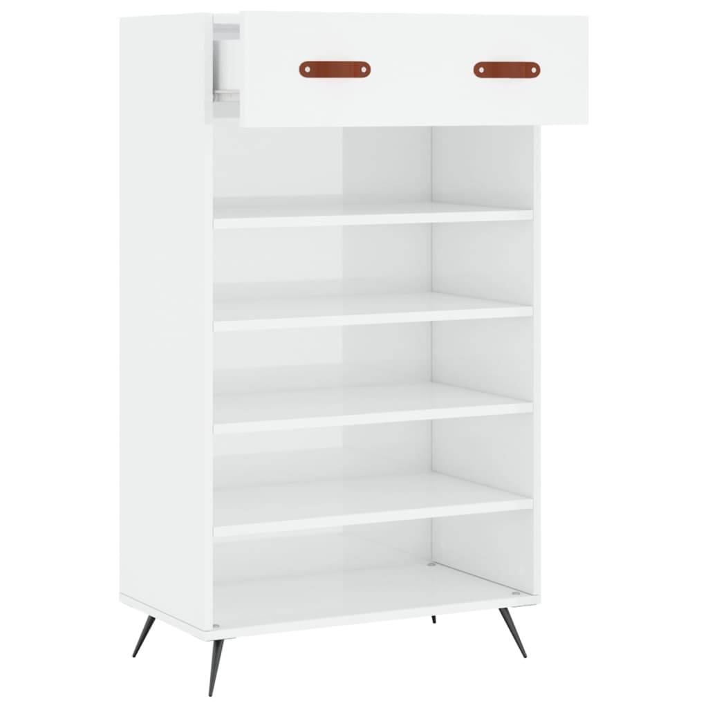 Schuhschrank 60X35X105 Cm Holzwerkstoff Hochglanz-Weiß