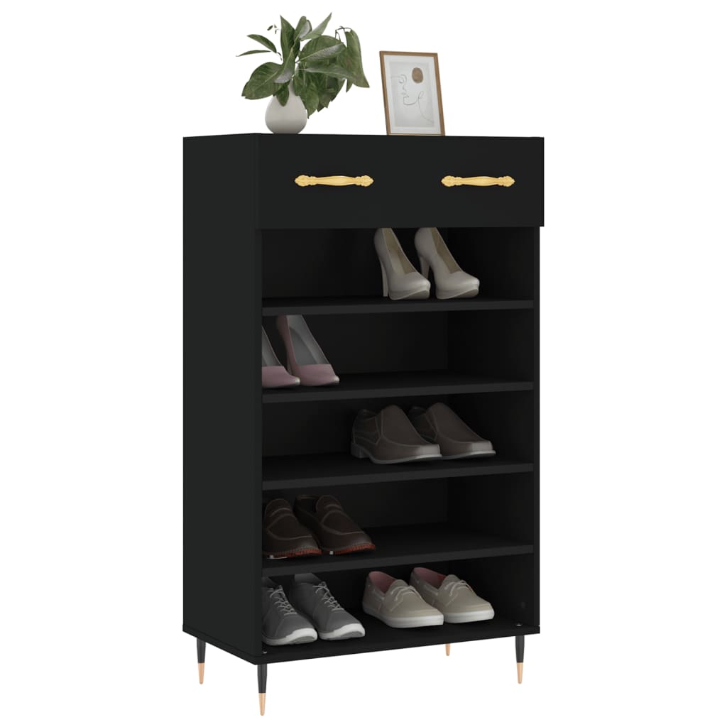 Schuhschrank 60X35X105 Cm Holzwerkstoff Schwarz