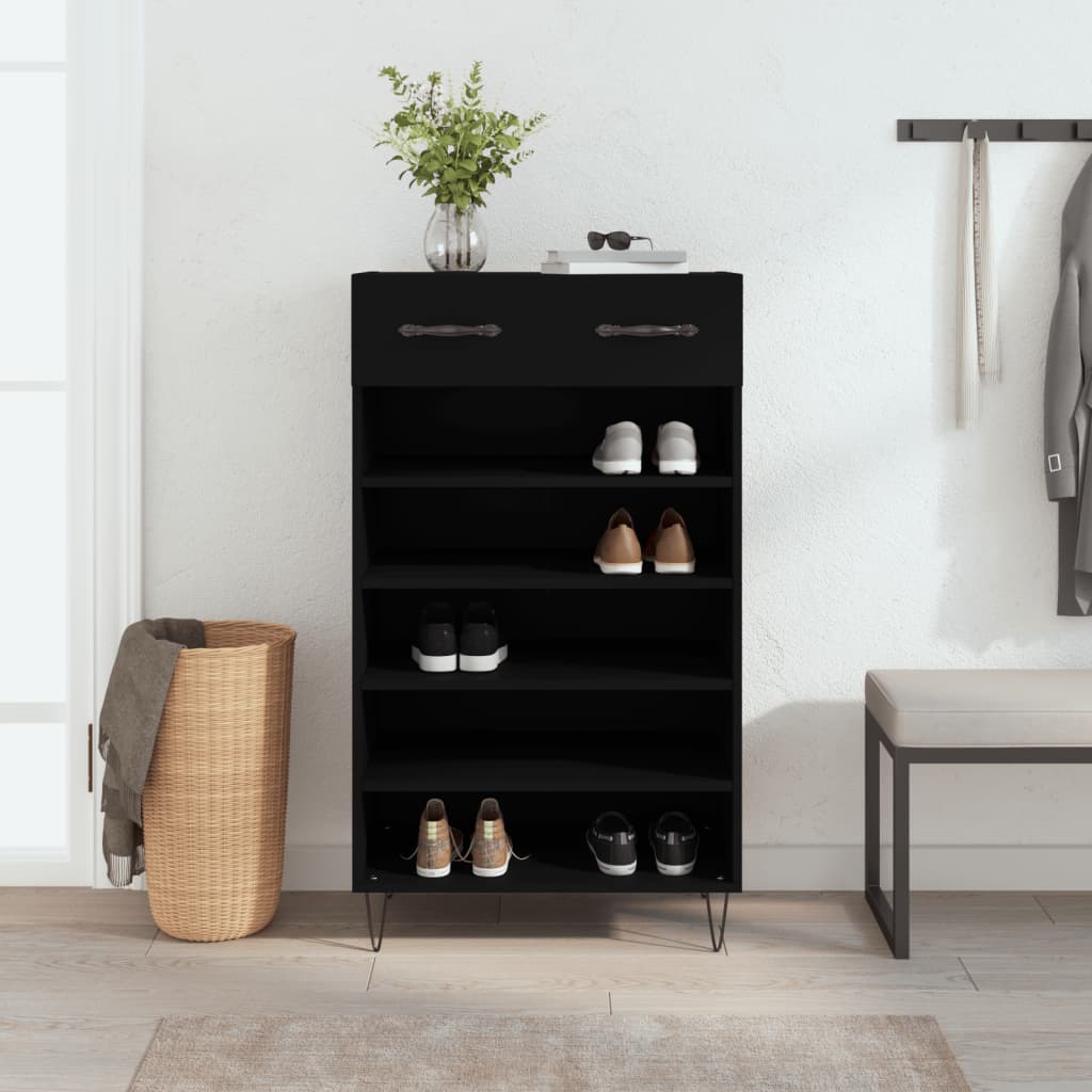 Schuhschrank 60X35X105 Cm Holzwerkstoff Schwarz