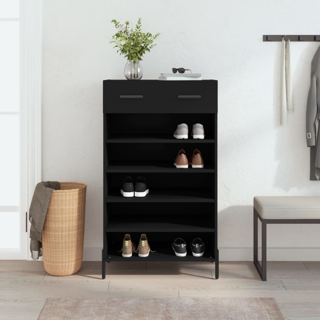 Schuhschrank 60X35X105 Cm Holzwerkstoff Schwarz