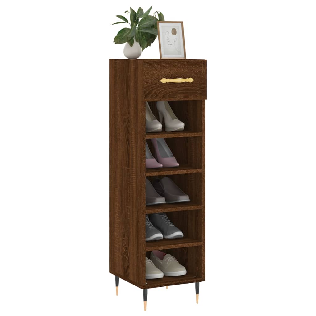 Schuhschrank Braun Eichen-Optik 30X35X105 Cm Holzwerkstoff Braune Eiche