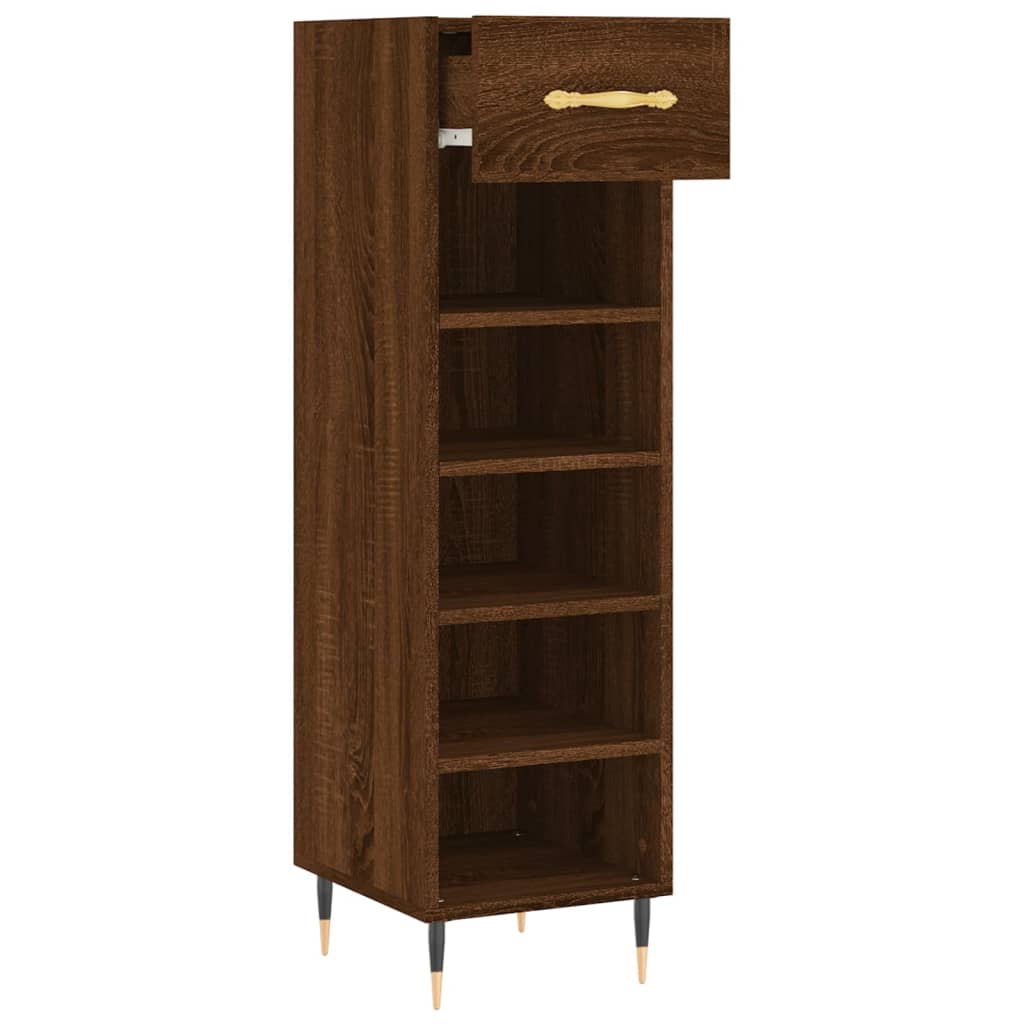 Schuhschrank Braun Eichen-Optik 30X35X105 Cm Holzwerkstoff Braune Eiche