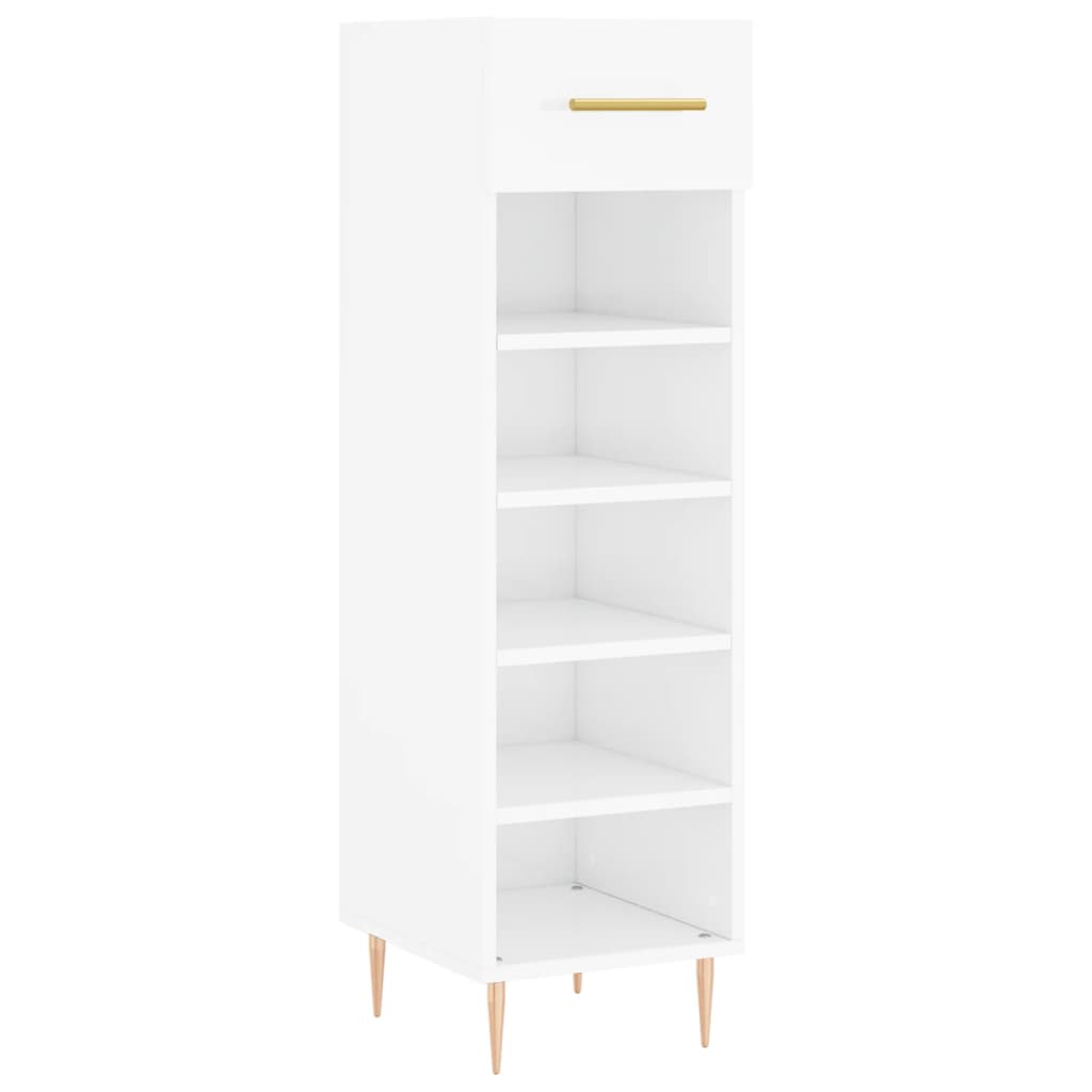 Schuhschrank 30X35X105 Cm Holzwerkstoff Hochglanz-Weiß