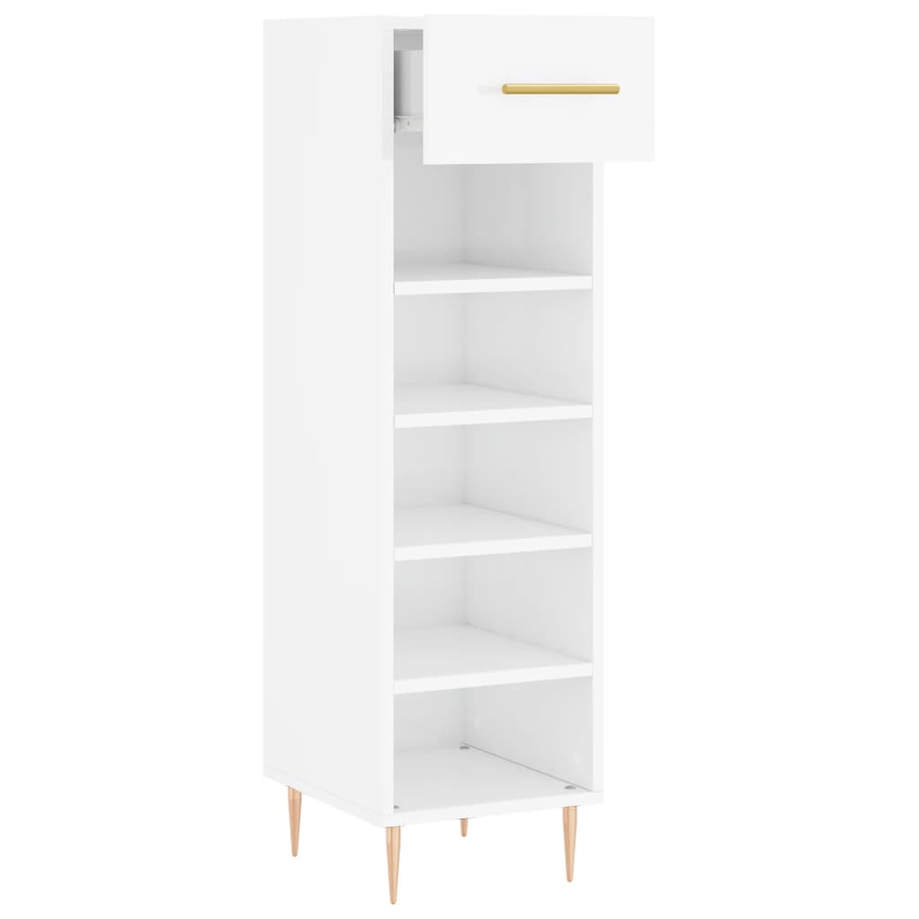 Schuhschrank 30X35X105 Cm Holzwerkstoff Hochglanz-Weiß