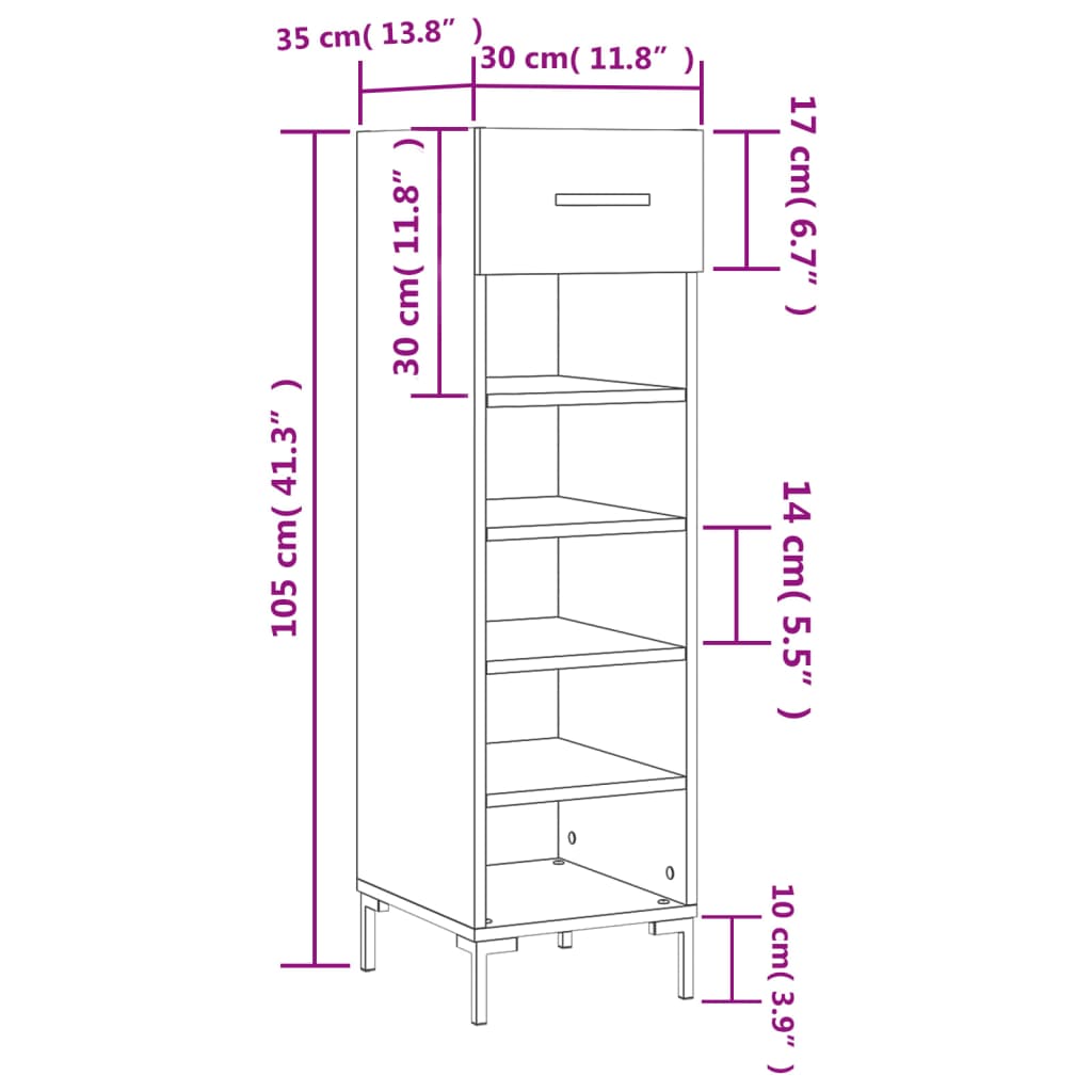 Schuhschrank 30X35X105 Cm Holzwerkstoff Schwarz